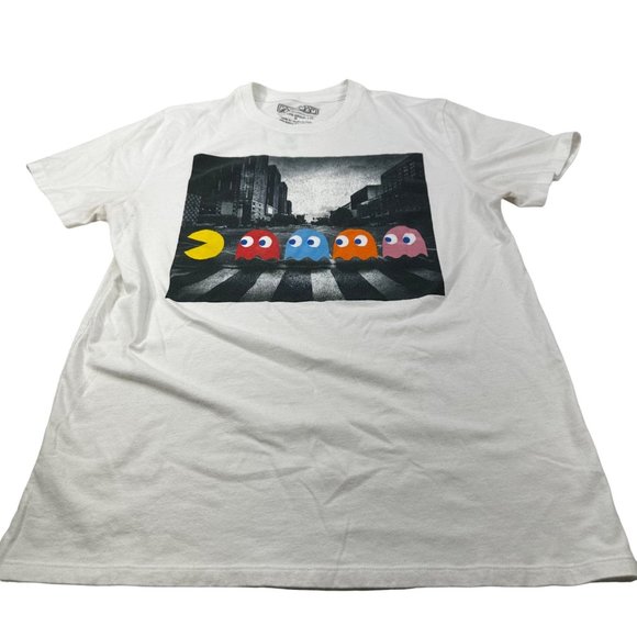 Pac-Man Women's Size Medium Graphic Tee Shirt Short Sleeve White Preowned - Picture 1 of 10